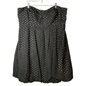 Torrid‎ Dress Womens 24 Bubble Hem Black White Eyelet Strapless 100% Cotton